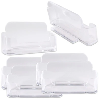 BEAUTICOM 6pcs Clear Acrylic Business Card Holder Display Stand Desktop Countertop