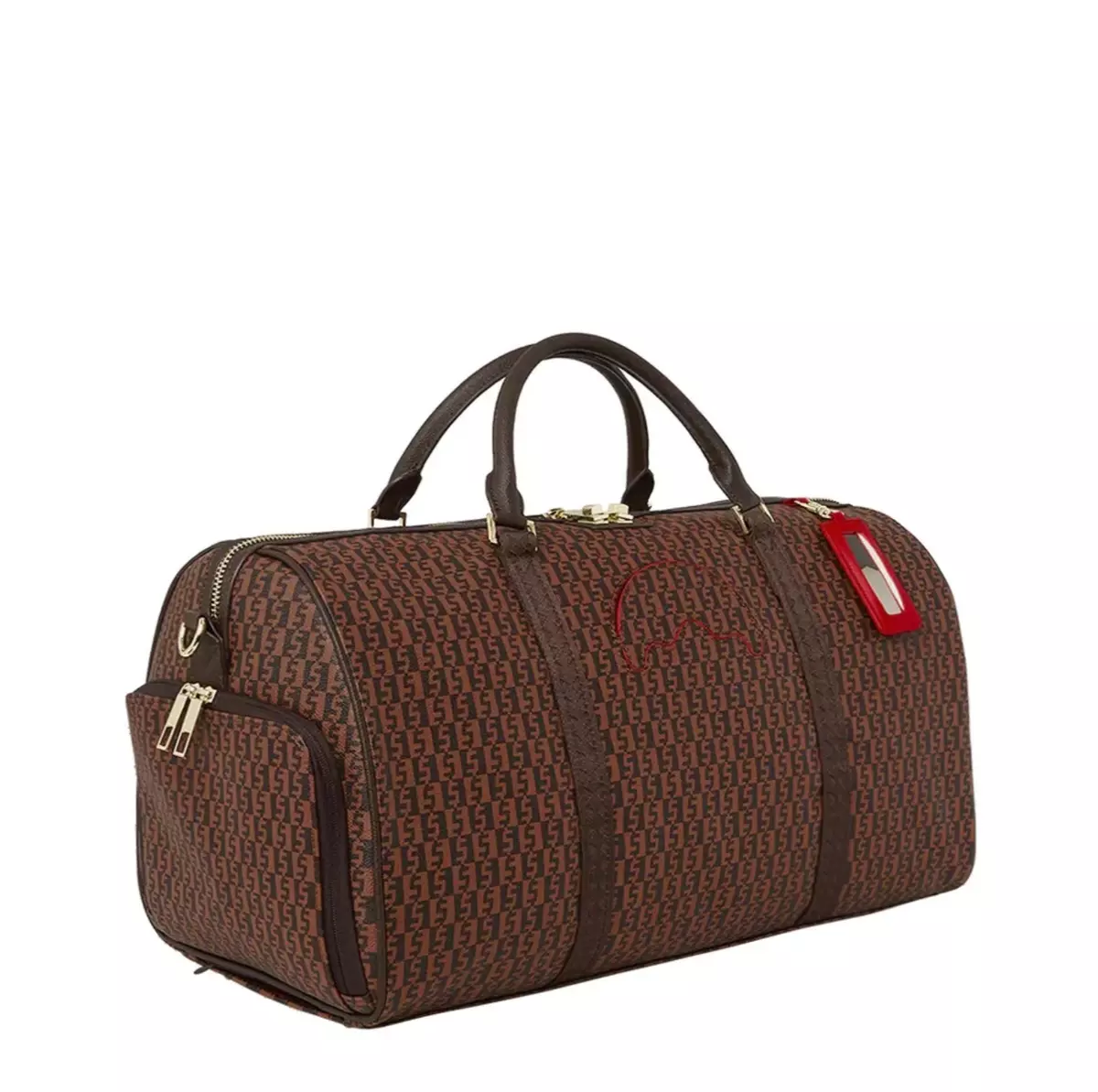 Sprayground Kid Money Checkered Duffle Bag - Brown