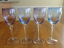 ARTLAND CRYSTAL WATER GOBLETS BLUE LILAC BOWLS LOT OF 4