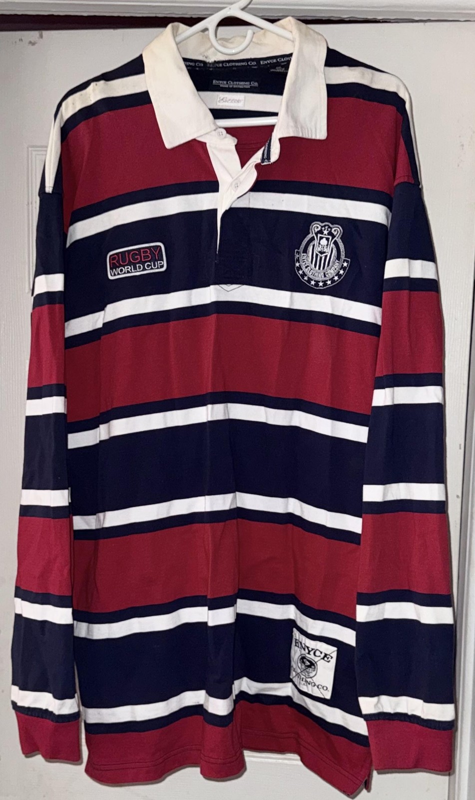 Vintage Enyce Polo Shirt Mens 3XL Multicolor Rugby Stripe Long Sleeve 90s