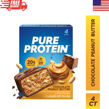 Pure Protein Bars Chocolate Peanut Butter 4 Count 20g Protein Gluten Free Snack