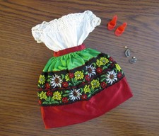 1964 Barbie in Mexico 0820 RARE Earrings, Blouse/Petticoat, Skirt, Japan Heels