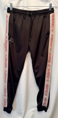Kappa Women s Size S/M Black White Stripe Accent Track Sweat Joggers Pants