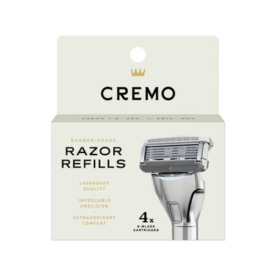 Cremo 5-Blade Barber Grade Mens Razor Cartridge Refills 4 Count - 1 Pack