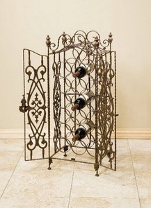 Heavy Vintage Cast Iron Forged Locking 20 Bottle Freestanding Wine Cage Rack