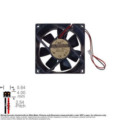 Fan Axial Muffin Cooling DC 12V  80mm 80x80x25 ADDA AD0812HB-A70GL T HM ZP 0.25A