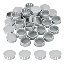 64Pcs 28mm Light Gray Nylon Plastic Round Locking Hole Plugs Insert End Caps