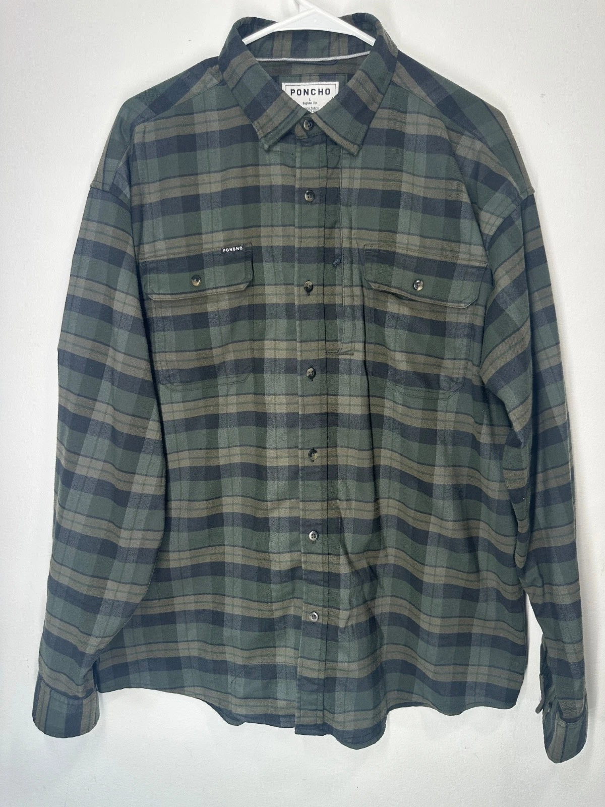Poncho Flannel Outdoor Kodiak Plaid Long Sleeve Regular Fit Large