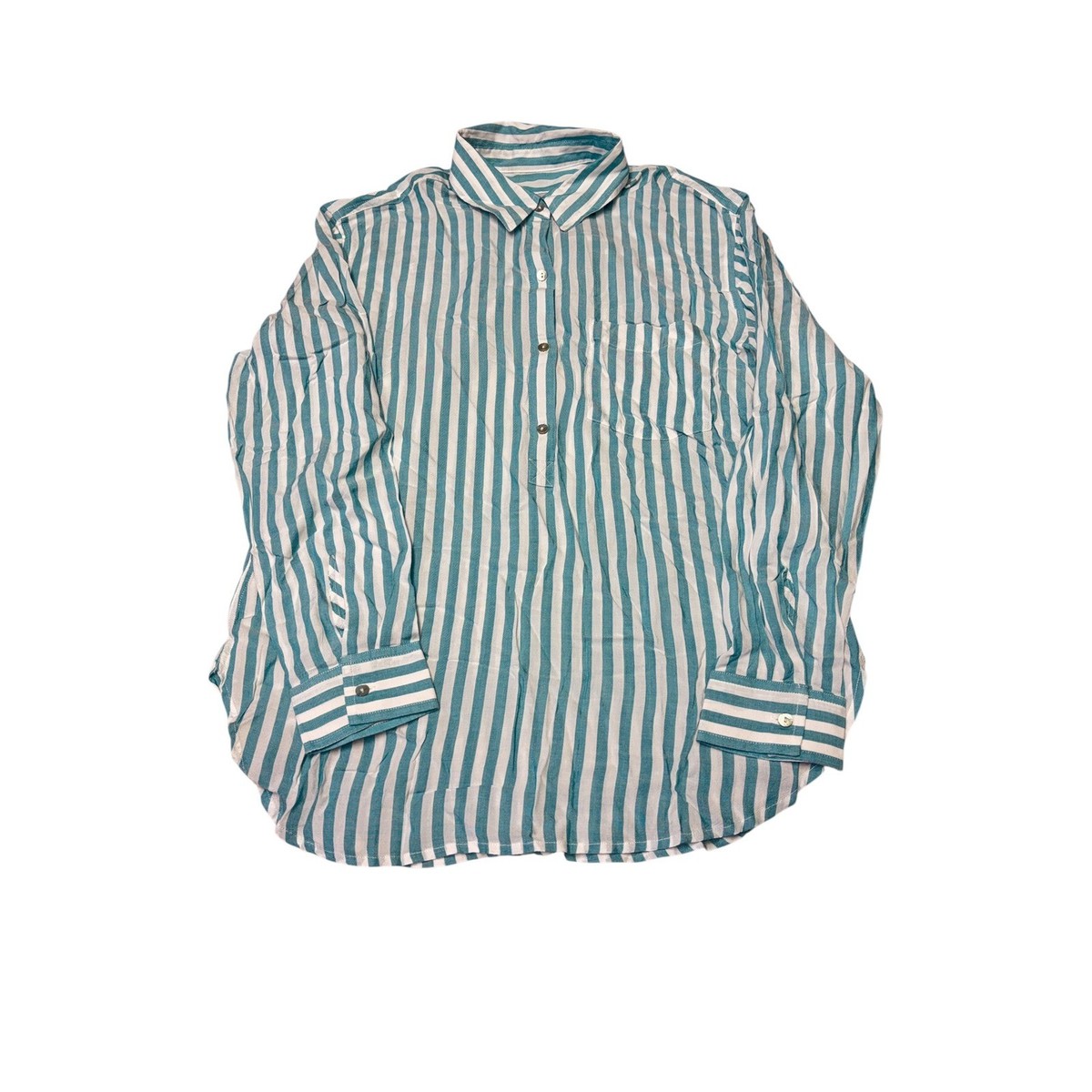 Rails Striped Button Down Shirt Teal White Cotton Blend Long Sleeve Top Size S | eBay Rails Striped Button Down Shirt Teal White Cotton Blend Long Sleeve Top Size S | eBay