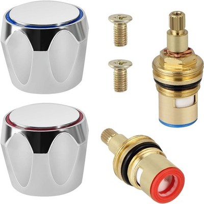 2 Stück Wasserhahn Ventiloberteil, 1/2'''' 20 Zähne Wasserhahn Kartusche Hot Cold