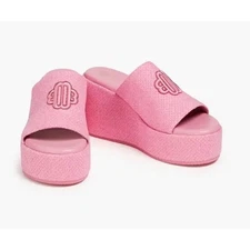 NEW Maje Platform Sandals Rose Fuschia Embroidered Logo size 40