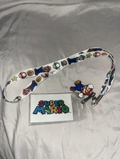 Super Mario Lanyard Badge Holder Luigi Toad Stars Coins Mario Rubber Charm New