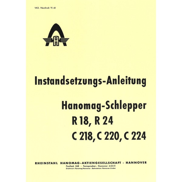 Hanomag R18 R24 C218 C220 C224 Werkstattanleitung Instandsetzungsanleitung-image