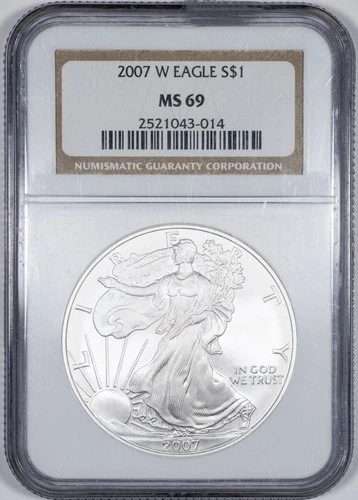 2007-W NGC MS69 American Silver Eagle 1oz .999 Silver Uncirculated