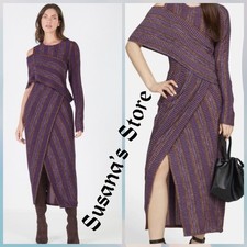 NET BCBG MAXAZRIA SIZE M COLD SHOULDER METALLIC MIX KNIT MAXI GOWN DRESS