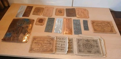 14 Wäscheschablonen Aussteuer Kupfer/Metallblech 5 - 13 cm - Zahlen Buchstaben - Bild 1 von 4