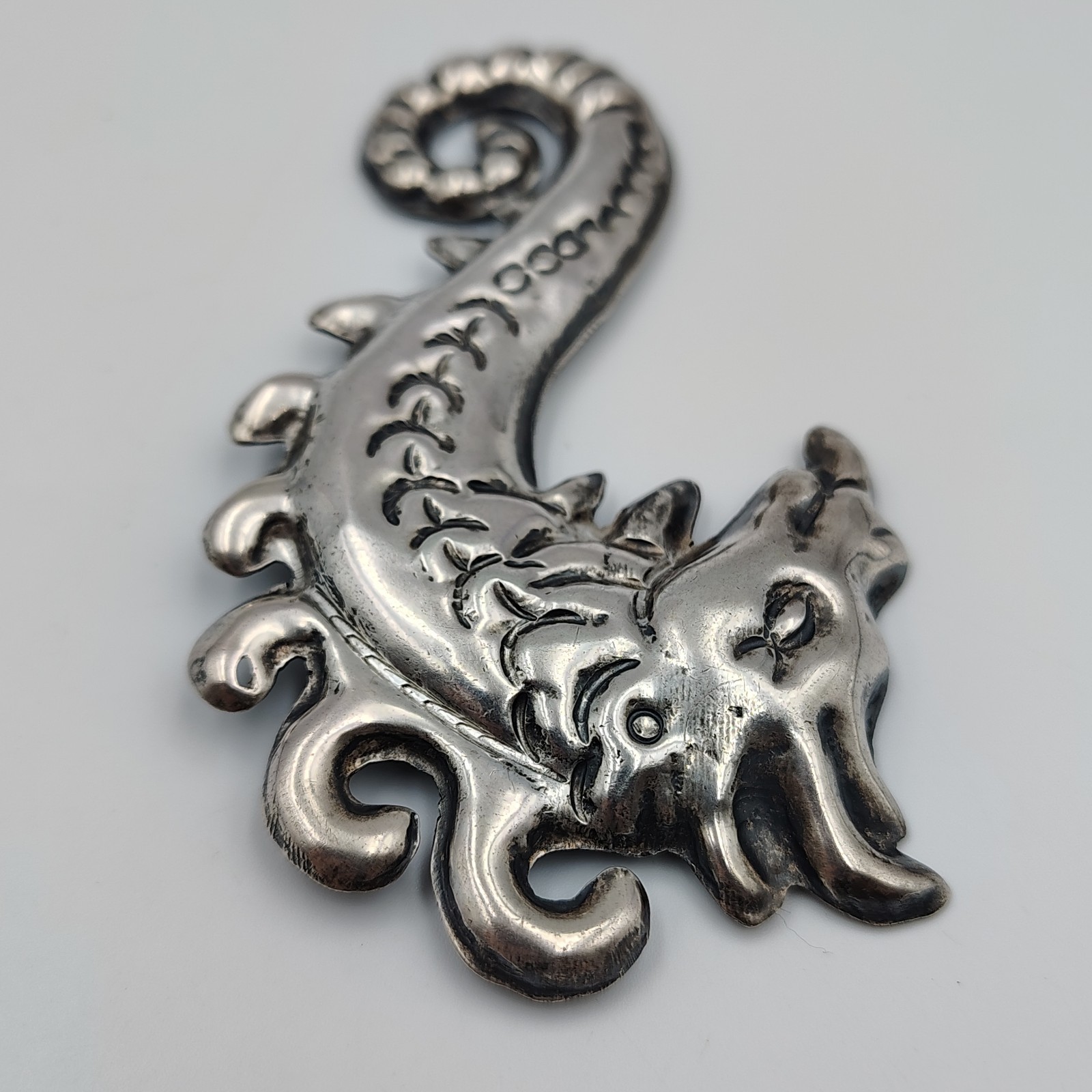 Vintage Silver Repousse Large Statement Seahorse … - image 6