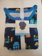 Women's Hanukkah Lions Print Matching Family Pajama Set 1X Plus Size Navy Blue