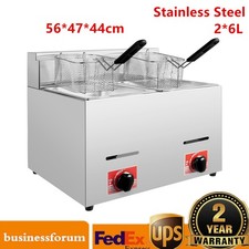 Friggitrice a gas da banco friggitrice commerciale propano 12L con 2 cestelli GPL + 2 coperchi