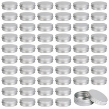 60 Pack 2Oz Metal Round Tins with Screw Lid for Lotions, Balms, and Spices