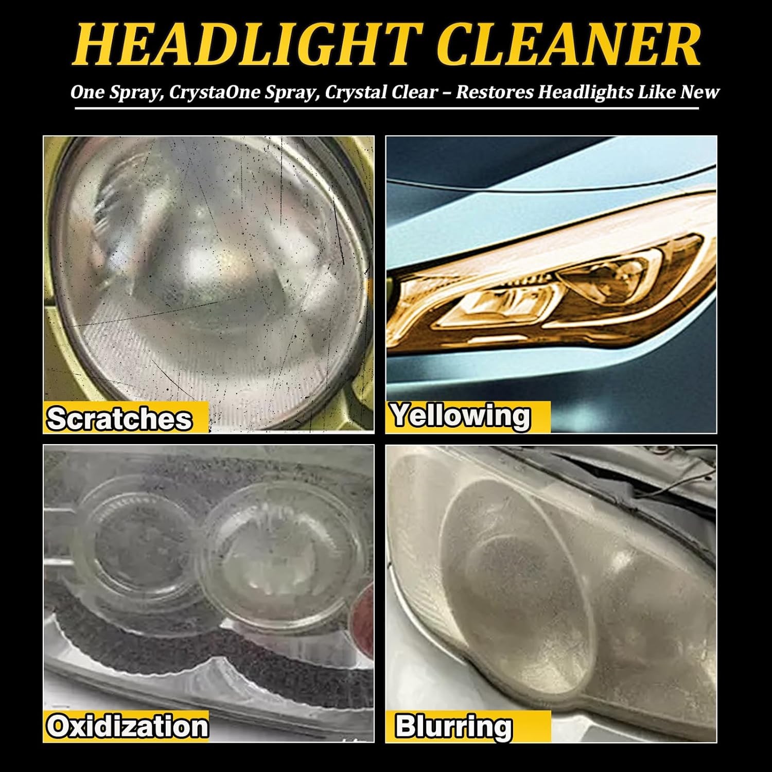 Headlight Restorer Instant Oxidation, Yellowing & Cloudy Removal Car... 