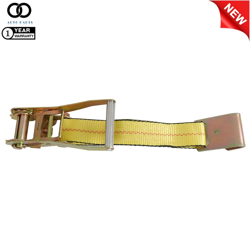 Paquete de 4 correas de amarre de rueda de 2" × 120" con ganchos planos de alta resistencia para remolques Foto 3 de 4