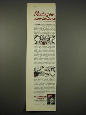 1961 Business Week magazine Advertisement - Minding our own business backstage