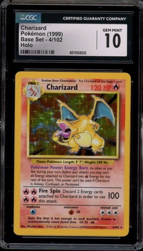Pokemon Charizard Base Set Unlimited Holo Rare #4 CGC 10 Gem Mint