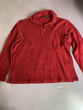 Polo Ralph Lauren Sweater Mens Medium Red Mock Neck Quarter Zip Knit Pullover