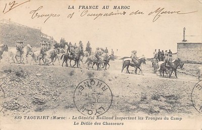 Morocco - TAOURIT - General Bailloud attending the parade of the African Hunters