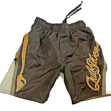 Quiksilver Boys Board Shorts Brown Orange Logo Swim Surf Size 6