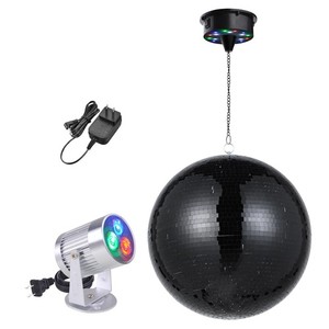 AplusChoice 16" Big Disco Ball w/ Motor and Light 6RPM Rotator & Spotlight Black