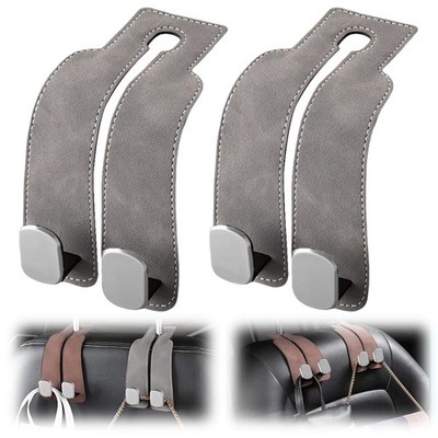Amelity Ganci Per Poggiatesta Auto In Pelle - 2 Pezzi - Supporti Universali Per Appendere Borse, Zaini, Buste Della Spesa - 4