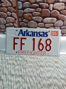 Arkansas Firefighter license plate # FF 168