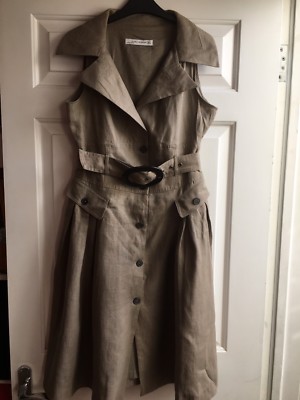 NEW ZARA LINEN \u0026 100% Cotton MIDI UTILITY SAFARI DRESS BUTTON UP SIZE S |  eBay UK