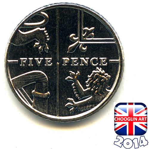 Eine britische Elizabeth II Five Pence 5p Münze 2014, 11 Jahre alt! - Bild 1 von 2