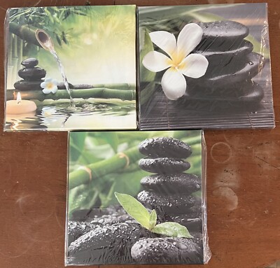 Set of 3 Prints 12 x 12 Zen, Harmony, Meditation, Tranquil, Ready to Hang -A0222