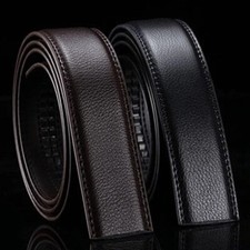 Luxury Men's Automatic Buckle Belt Strap Black Brown Leather Ratchet Strap Jeans