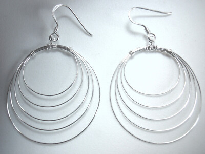 Multi konzentrische Kreise 925 Sterling Silber Ohrhänger federleicht