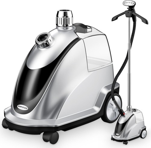 Anthter Dampfgarer für Kleidung 1500W stehender Kleiderdampfer mit Rädern, 90min Dampf