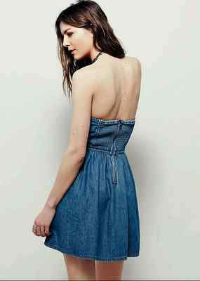 NEW Free People Darling Denim Strapless Mini Dress Sz 6 | eBay