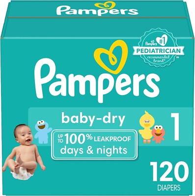 Pampers Baby Dry Disposable Diapers Size 1 (8-14 lb) - 120 Count
