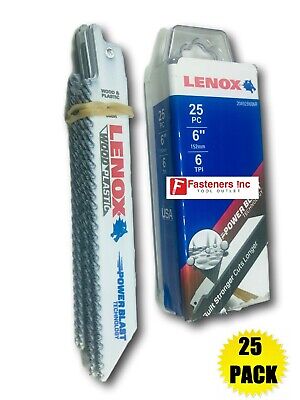 Lenox 20492B606R 6/" x 6TPI Wood /& Plastic Reciprocating Saw Blade USA 25 Pack