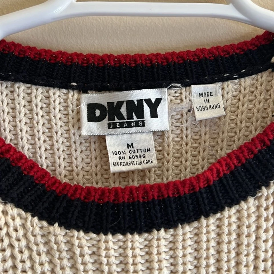 Vintage DNKY Sweater Size Medium. Red, White & Blue - Image 2 of 3
