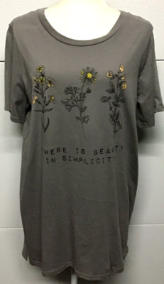 Women's Mine B There is Beauty in Simplicity Gray Large 100% Cotton T-shirt