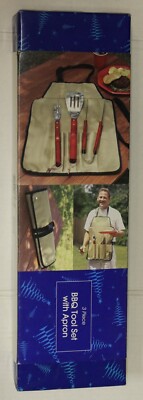 3 Piece Stainless Steel BBQ Tool Set with Apron Fork Tongs Spatula New in Box