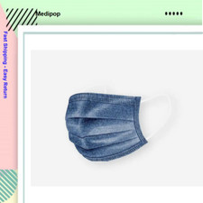 Medipop Non-Medical Five Pieces Breathable Disposable Face Protective, Denim