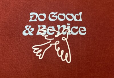 H & M Cozy Sweatshirt Terra Cotta Rust Small Do Good & Be Nice Dove