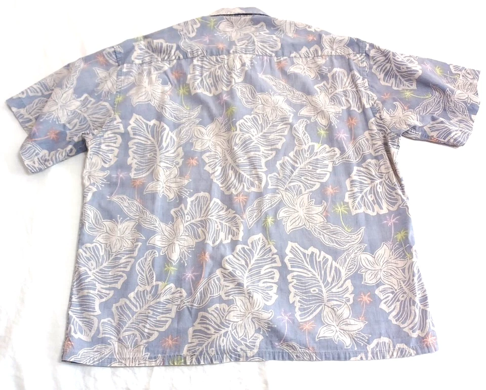 Camisa Campia Moda Hawaiana Hombre Talla XL Lt Púrpura Floral 100% Algodón Foto 3 de 4