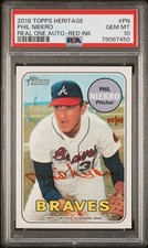 2018 Topps Heritage PHIL NIEKRO ROA-PN Real One AUTO Red Ink 5/69 PSA 10 GEM MT